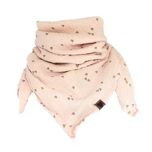 Musselintuch BEIGE HERZEN 120 x 120 cm
