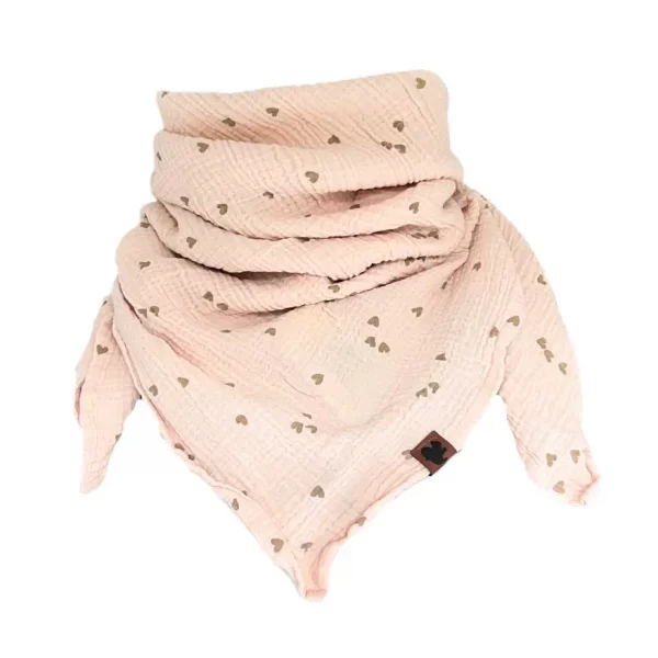 Musselintuch BEIGE HERZEN 100 x 100 cm